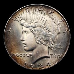 ***Auction Highlight*** 1934-p Peace Dollar $1 Graded GEM++ Unc By USCG (fc)