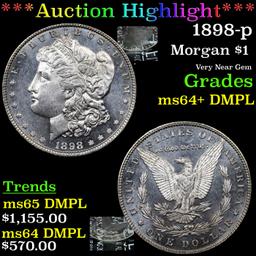 ***Auction Highlight*** 1898-p Morgan Dollar $1 Graded ms64+ DMPL