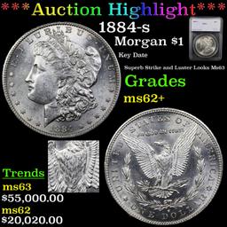 ***Auction Highlight*** 1884-s Morgan Dollar 1 Graded ms62+ By SEGS (fc)