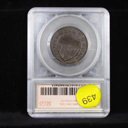 ***Auction Highlight*** 1786 NJ Maris 20-N R-4 'Drunken Die Cutter" Colonial 1c Graded au50 details