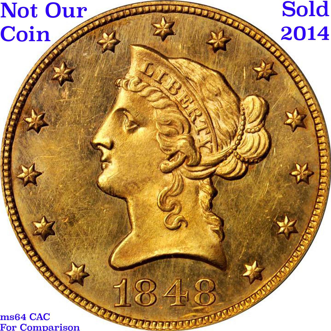 ***Auction Highlight*** 1848-p Gold Liberty Eagle $10 Graded ms63+ By SEGS (fc)