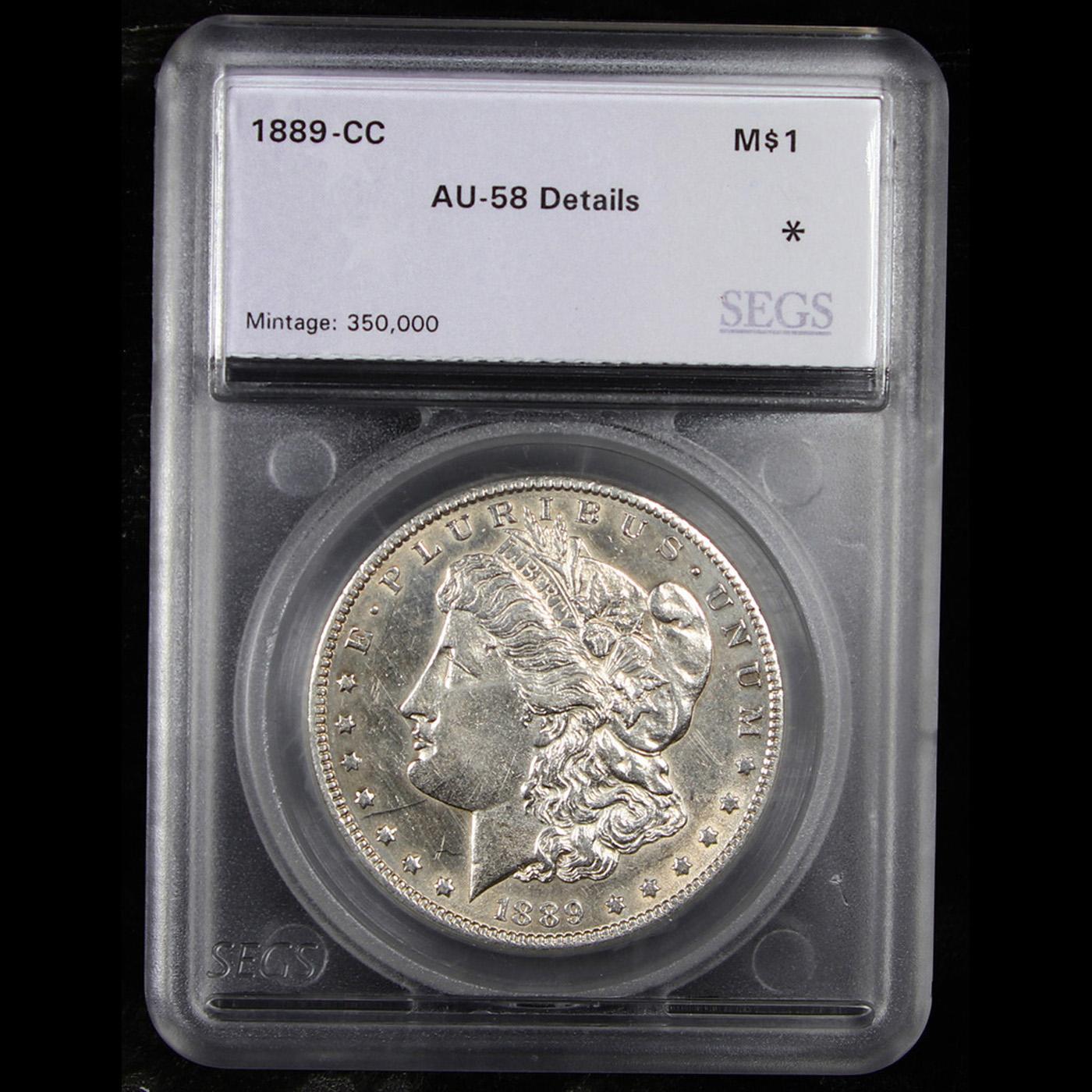 ***Auction Highlight*** 1889-cc Morgan Dollar 1 Graded au58 Details By SEGS (fc)