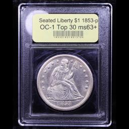 ***Auction Highlight*** 1853-p OC-1 Top 30 Seated Liberty Dollar 1 Graded Select+ Unc By USCG (fc)