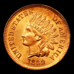 ***Auction Highlight*** 1869/69 FS-301 S-3 Indian Cent 1c Graded Gem+ Unc RD By USCG (fc)