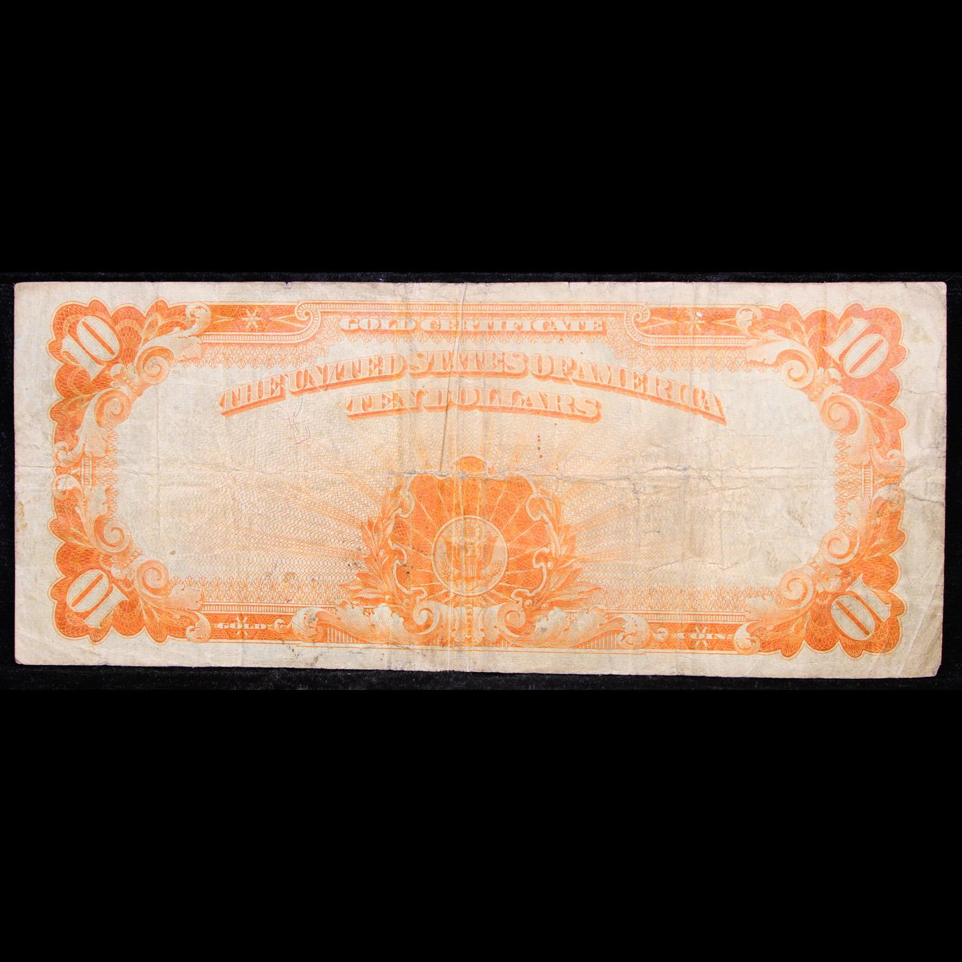 1922 Large Size $10 Gold Certificate Fr-1173 Speelman/White Grades vf+