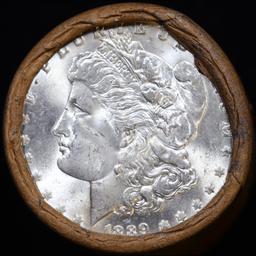 ***Auction Highlight*** Full solid date 1889-p Uncirculated Morgan silver dollar roll, 20 coins (fc)
