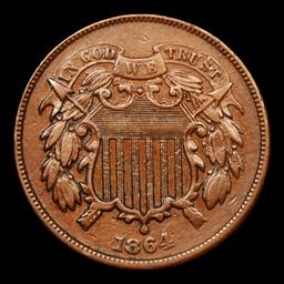 1864 Two Cent Piece 2c Graded AU Details