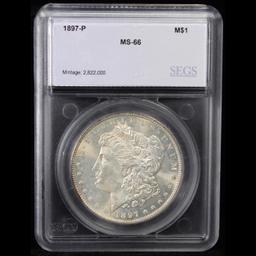 ***Auction Highlight*** 1897-p Morgan Dollar $1 Graded ms66 By SEGS (fc)