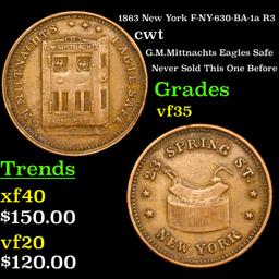 1863 New York F-NY-630-BA-1a R3 Civil War Token 1c Grades vf++