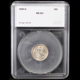 ***Auction Highlight*** 1859-o Seated Liberty Dime 10c Graded ms65+ By SEGS (fc)