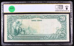 ***Auction Highlight*** PCGS 1902 $20 National Currency Rare Date Back Blue Seal Hugh McCulloch 'The