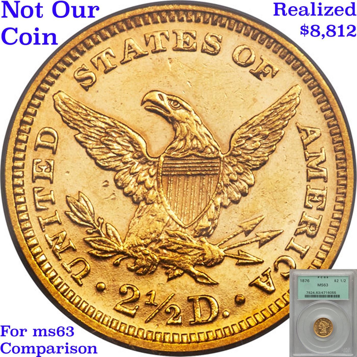 ***Auction Highlight*** 1876-p Gold Liberty Quarter Eagle $2 1/2 Graded ms63 By SEGS (fc)