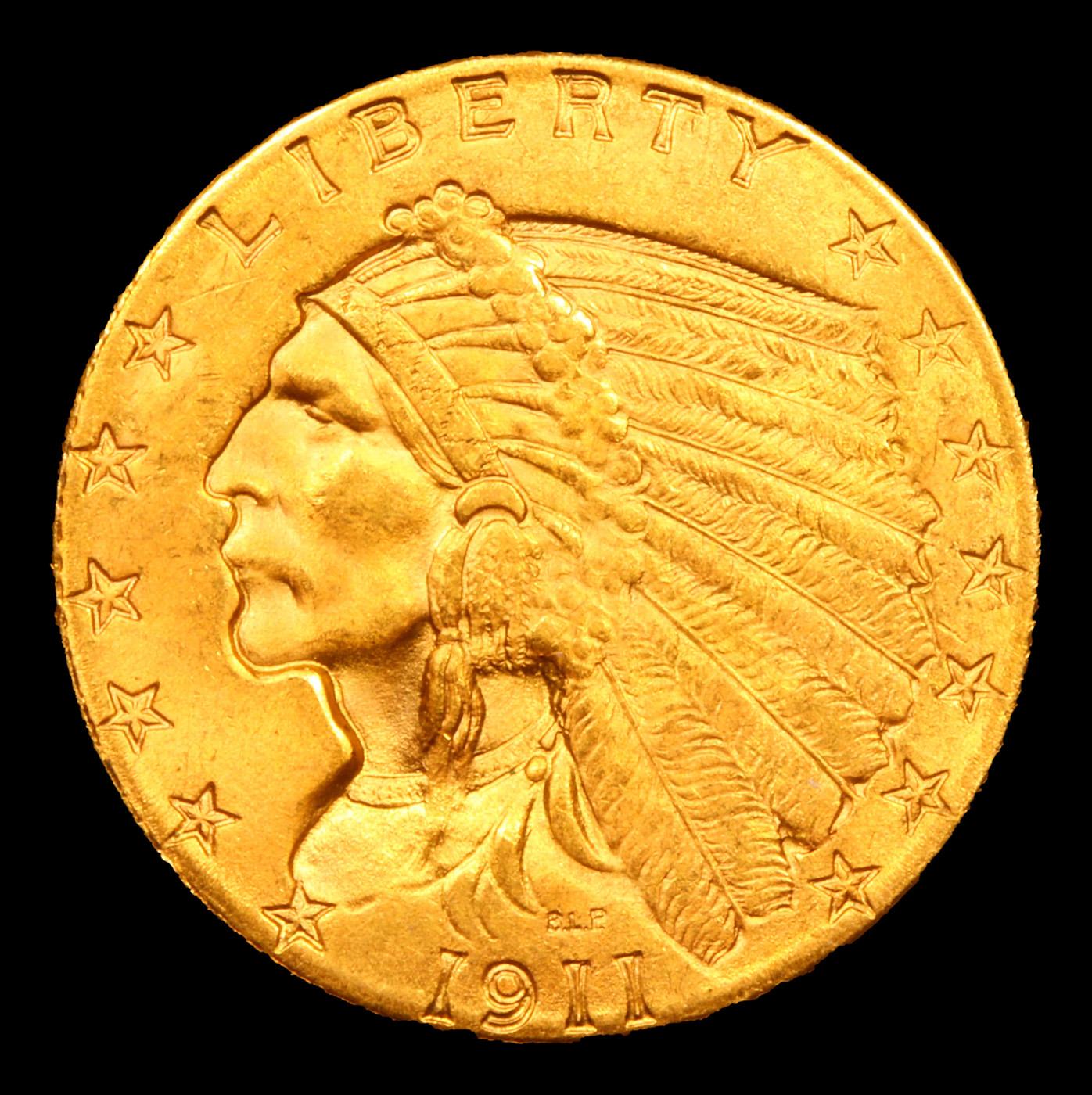 ***Auction Highlight*** 1911-p TOP POP! Gold Indian Quarter Eagle $2 1/2 Graded ms66 By SEGS (fc)