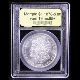 ***Auction Highlight*** 1878-p 8tf vam 19 I4 R4 Morgan Dollar $1 Graded GEM+ Unc By USCG (fc)