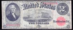 1917 $2 Large Size Legal Tender Note FR-60 Thomas Jefferson Grades vf+