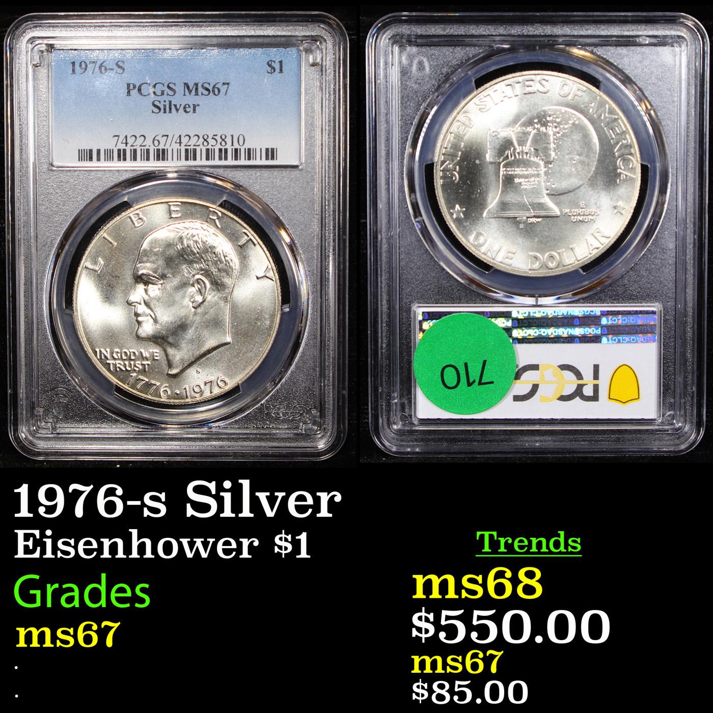 1976-s Silver Eisenhower Dollar $1 Graded ms67 By PCGS