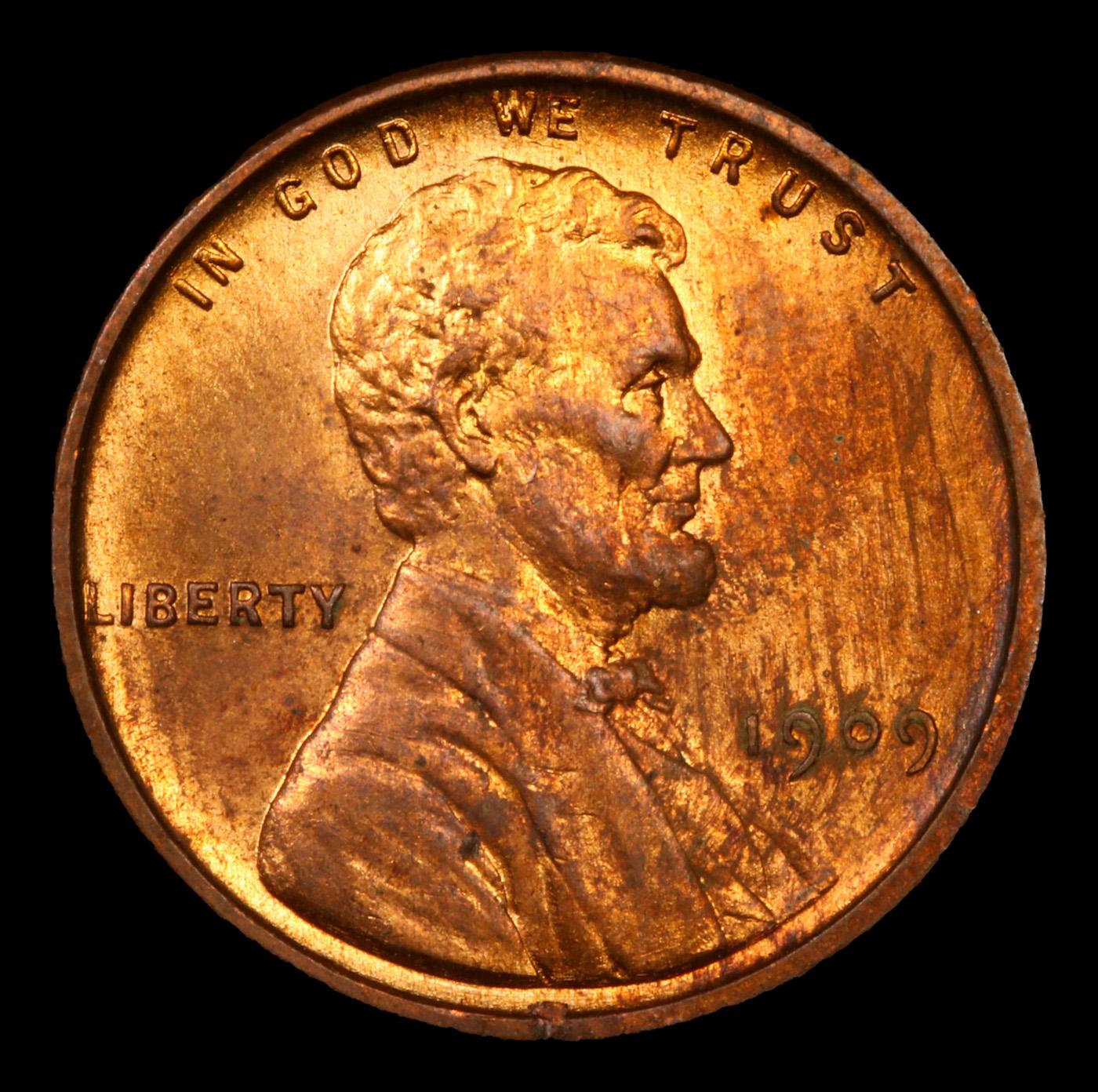 1909 vdb Lincoln Cent 1c Grades Gem+ Unc RB