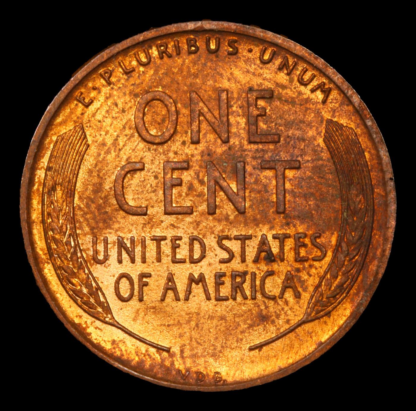 1909 vdb Lincoln Cent 1c Grades Gem+ Unc RB