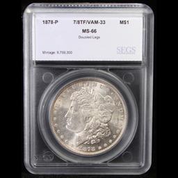 ***Auction Highlight*** 1878-p 7/8tf vam 33 I3 R4 Morgan Dollar $1 Graded ms66 By SEGS (fc)