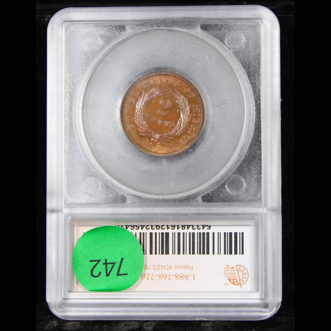 Proof ***Auction Highlight*** 1873 Closed 3 TOP POP! Two Cent Piece 2c Graded pr67 rb By SEGS (fc)