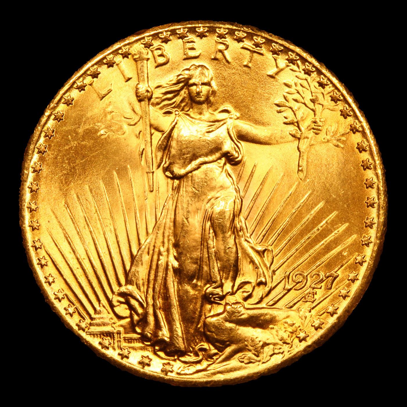 ***Auction Highlight*** 1927-p Near Top POP Gold St. Gaudens Double Eagle $20 Graded ms67+ By SEGS (