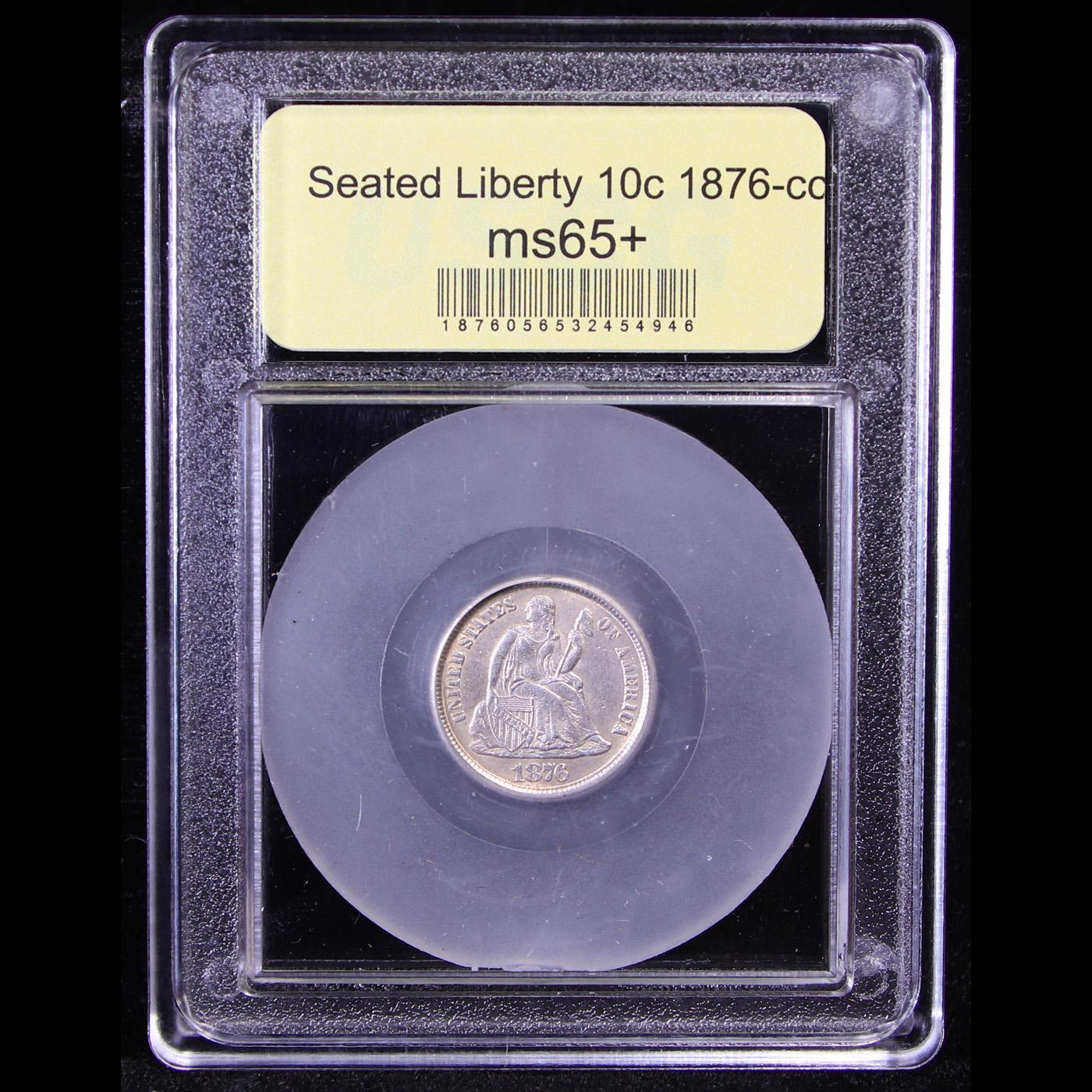 ***Auction Highlight*** 1876-cc Seated Liberty Dime 10c Graded GEM+ Unc By USCG (fc)