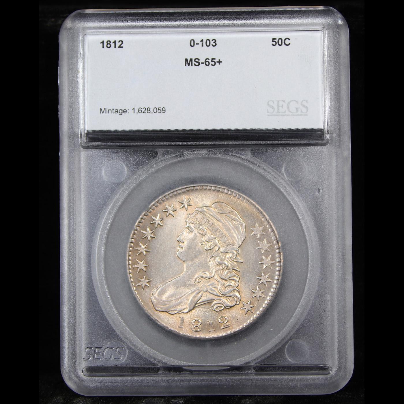 ***Auction Highlight*** 1812 O-103 Capped Bust Half Dollar 50c Graded ms65+ By SEGS (fc)