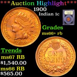 ***Auction Highlight*** 1900 Indian Cent 1c Graded GEM++ RB By USCG (fc)