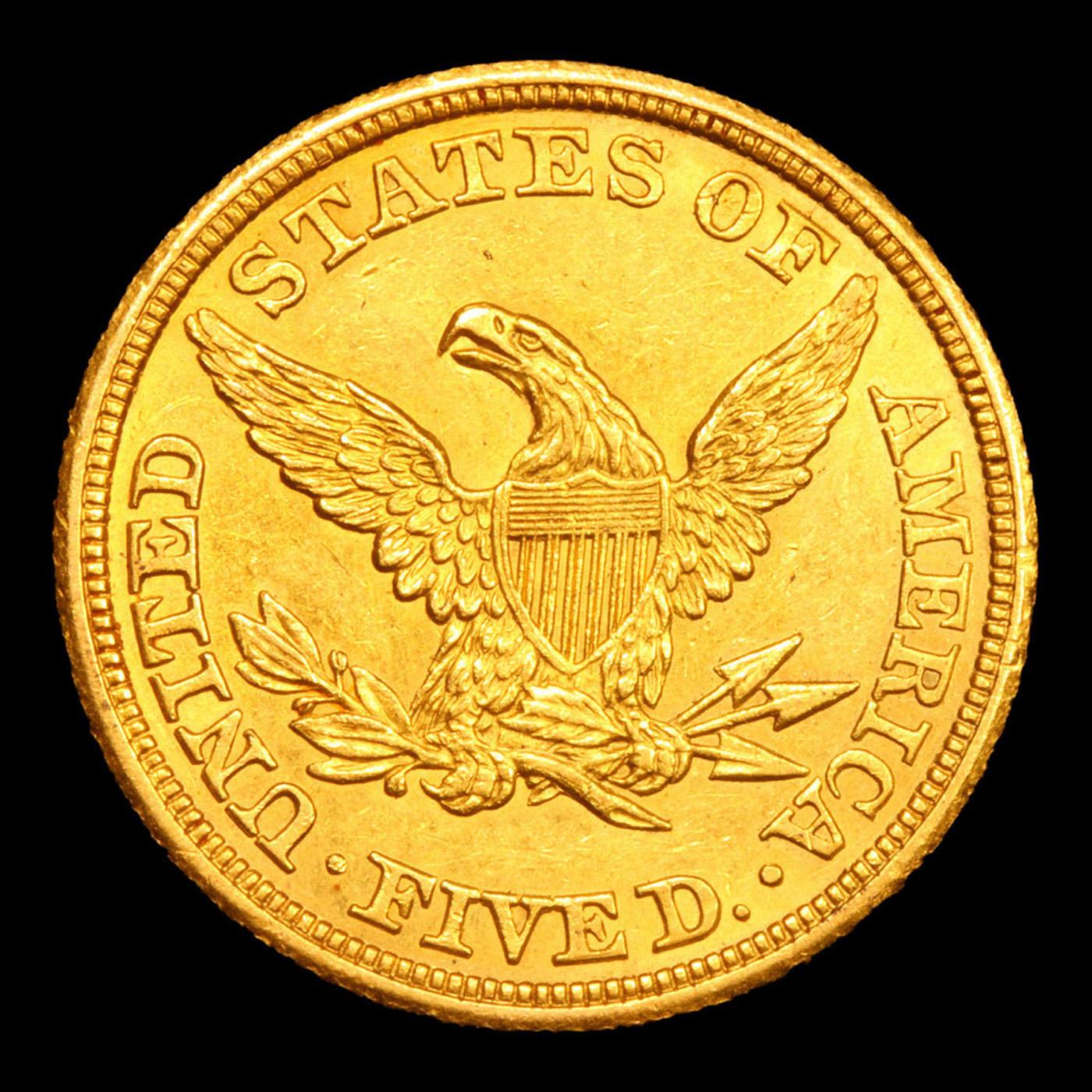 ***Auction Highlight*** 1842-p Large Letters Gold Liberty Half Eagle $5 Graded ms62 By SEGS (fc)