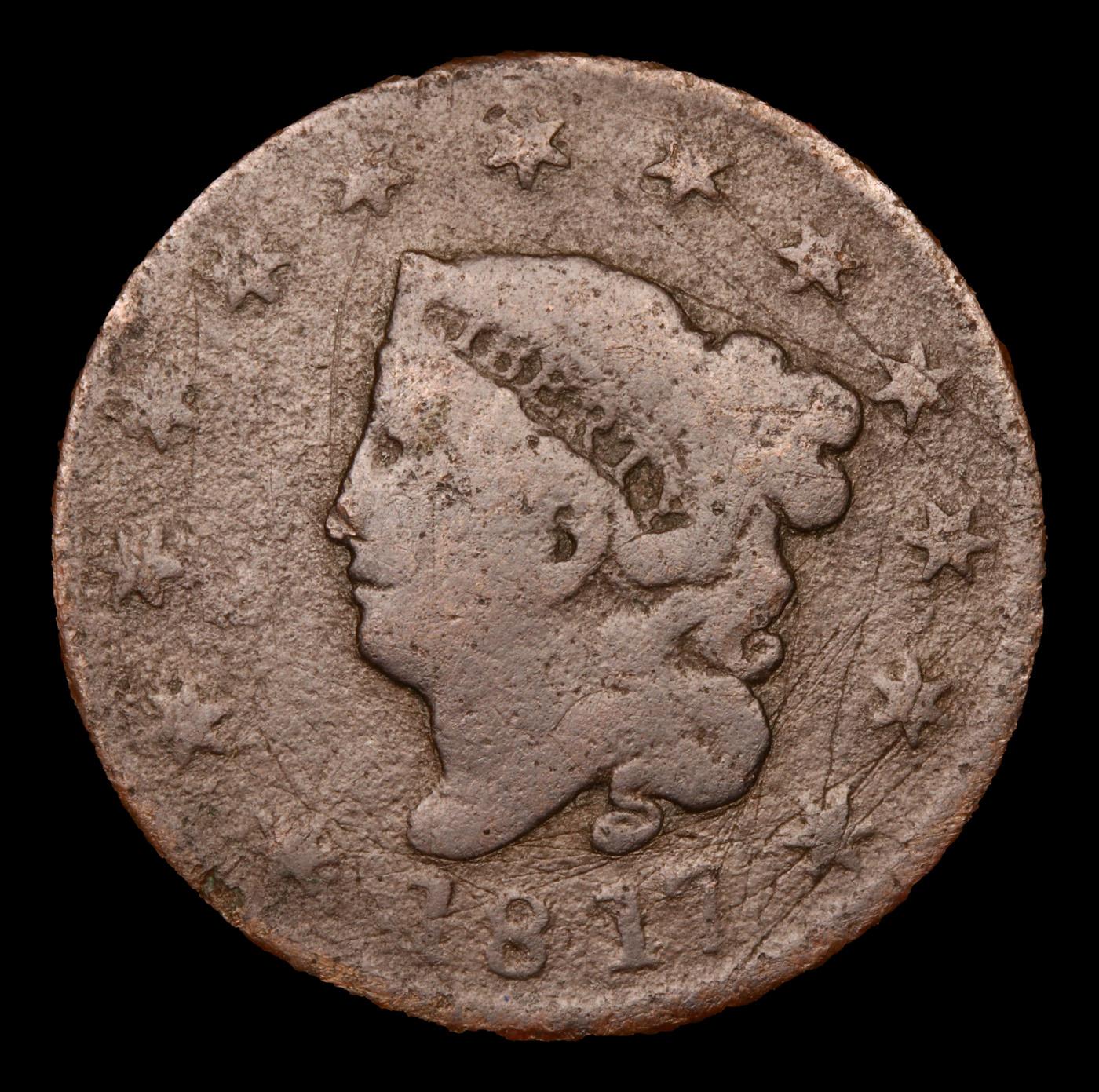 1817 N-9 Coronet Head Large Cent 1c Grades vg details