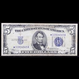 **Star Note** 1934B $5 Silver Certificate KEY DATE TO SERIES Grades vf+