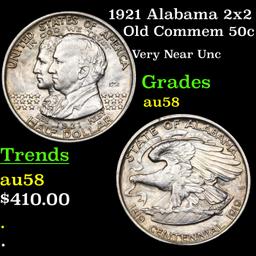 1921 Alabama 2x2 Old Commem Half Dollar 50c Grades Choice AU/BU Slider