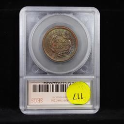 ***Auction Highlight*** 1855 N-4 Braided Hair Large Cent 1c Graded ms66 bn By SEGS (fc)