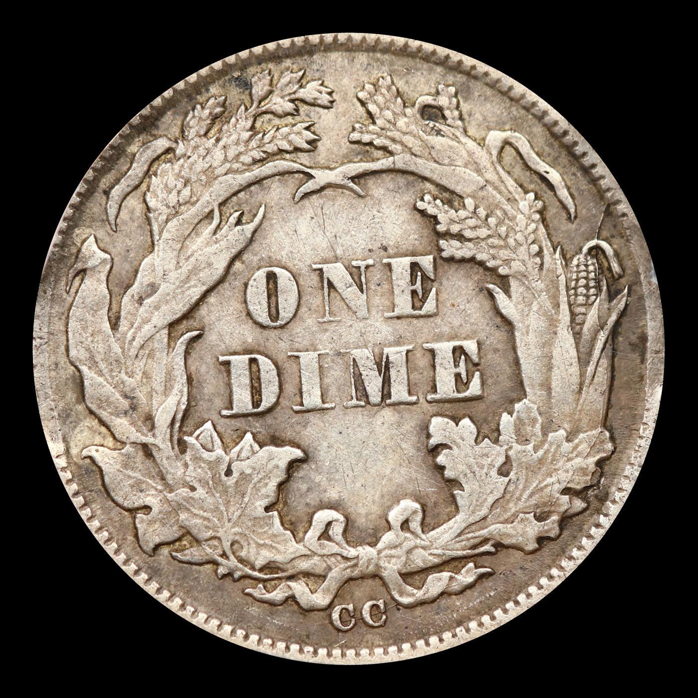 ***Auction Highlight*** 1874-cc Arrows Seated Liberty Dime 10c Graded au50 details By SEGS (fc)