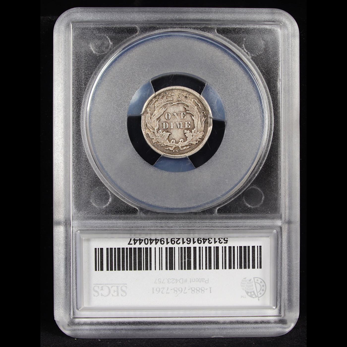 ***Auction Highlight*** 1874-cc Arrows Seated Liberty Dime 10c Graded au50 details By SEGS (fc)