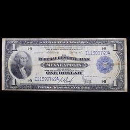 1918 $1 National Currency "Flying Eagle" Federal Reserve Bank of Minneapolis, MN Grades vf++