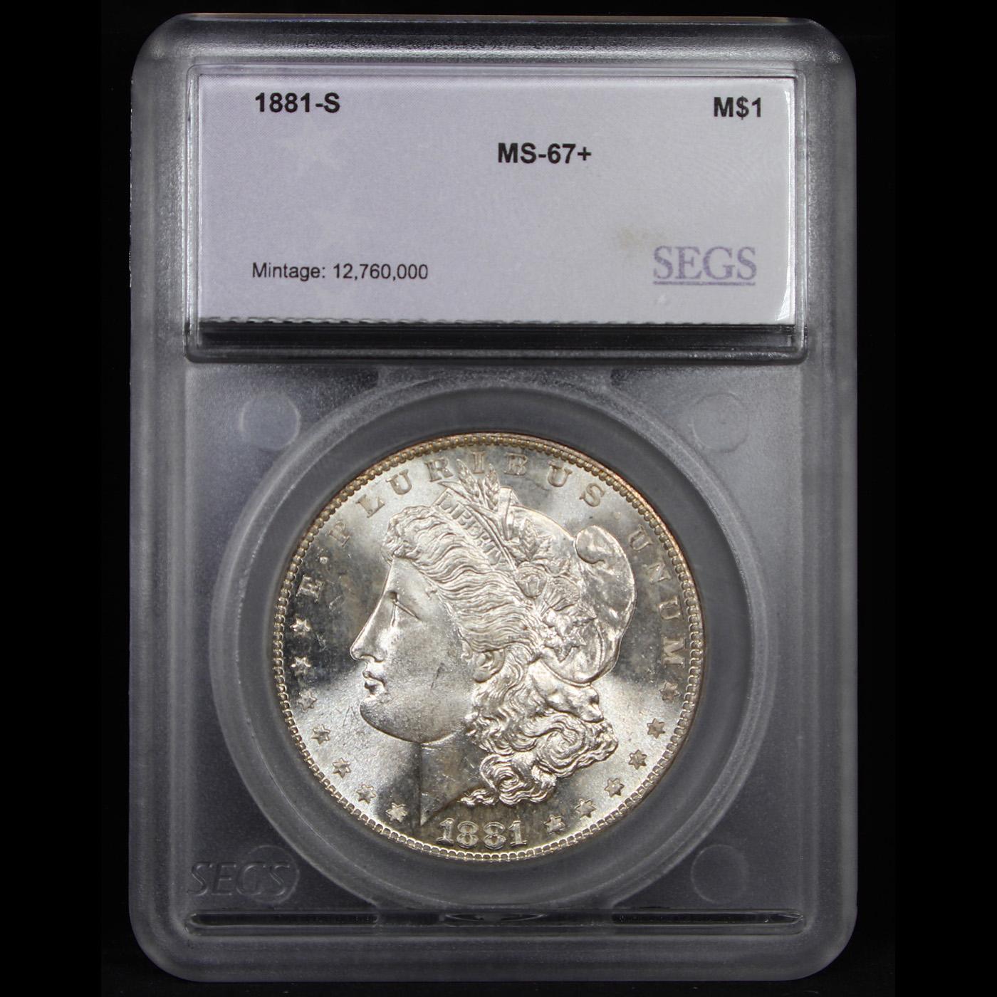 ***Auction Highlight*** 1881-s Morgan Dollar $1 Graded ms67+ By SEGS (fc)