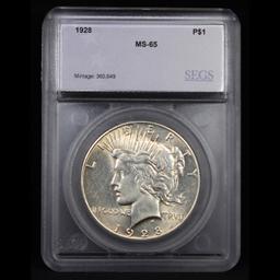 ***Auction Highlight*** 1928-p Peace Dollar $1 Graded ms65 By SEGS (fc)