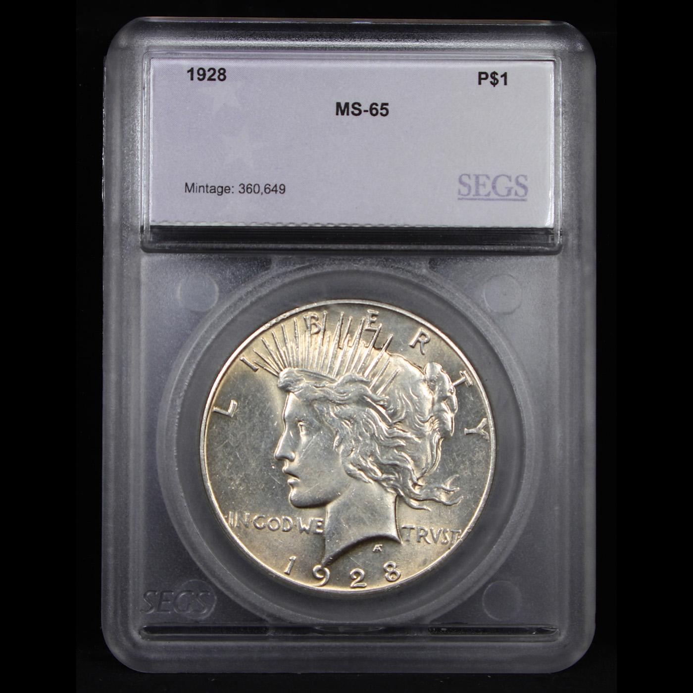 ***Auction Highlight*** 1928-p Peace Dollar $1 Graded ms65 By SEGS (fc)