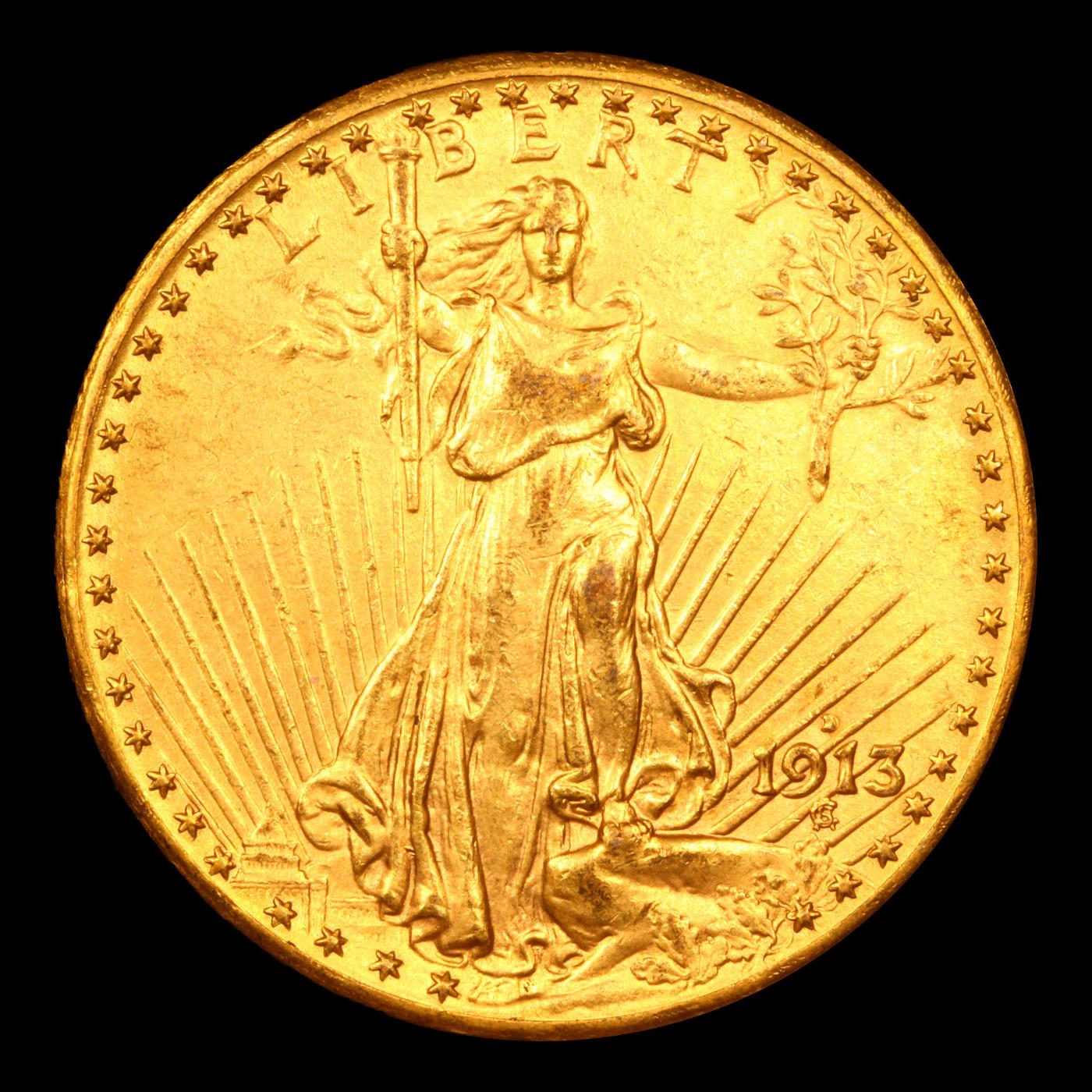 ***Auction Highlight*** 1913-d Saint-Gaudens $20 Gold Double Eagle Graded au58 By SEGS (fc)