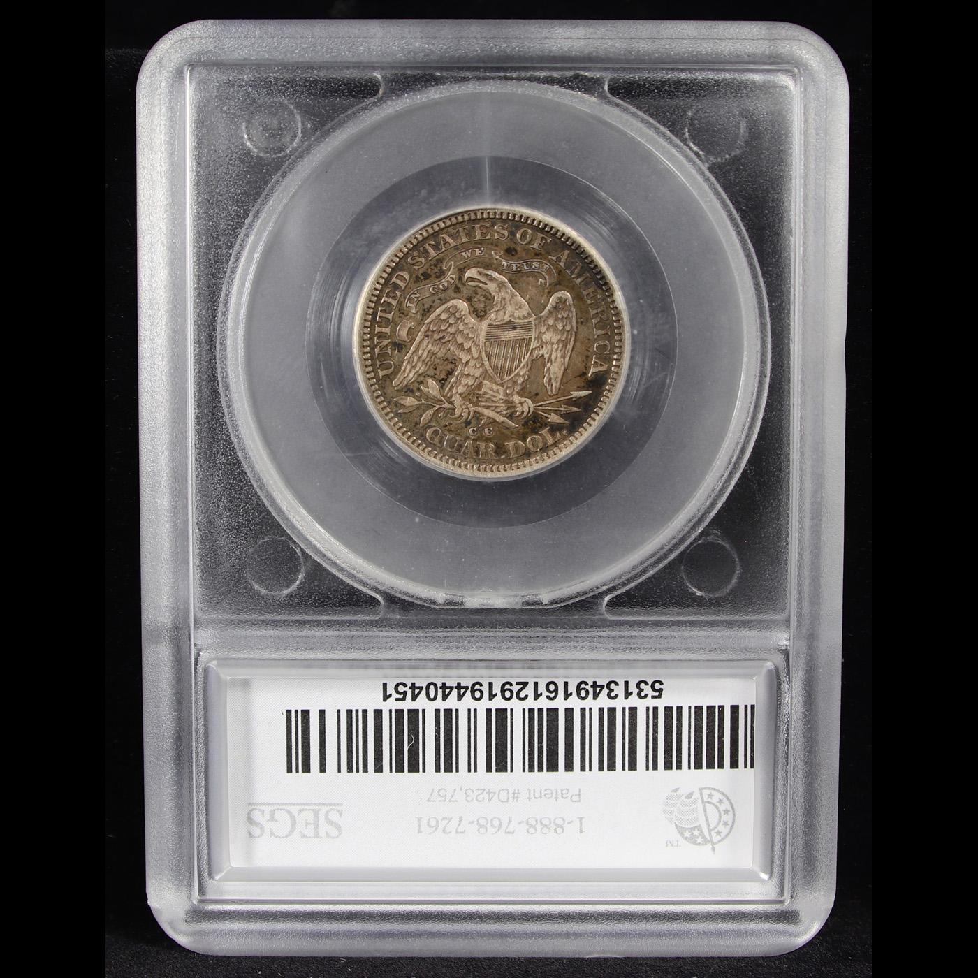 ***Auction Highlight*** 1871-cc Seated Liberty Quarter 25c Graded vf35 details By SEGS (fc)