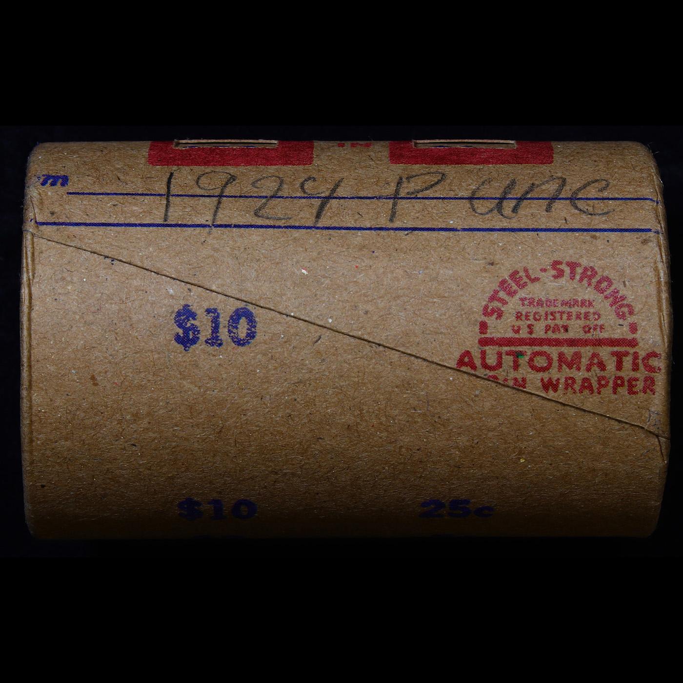 ***Auction Highlight*** Full solid date 1924-p Uncirculated Peace silver dollar roll, 20 coins (fc)