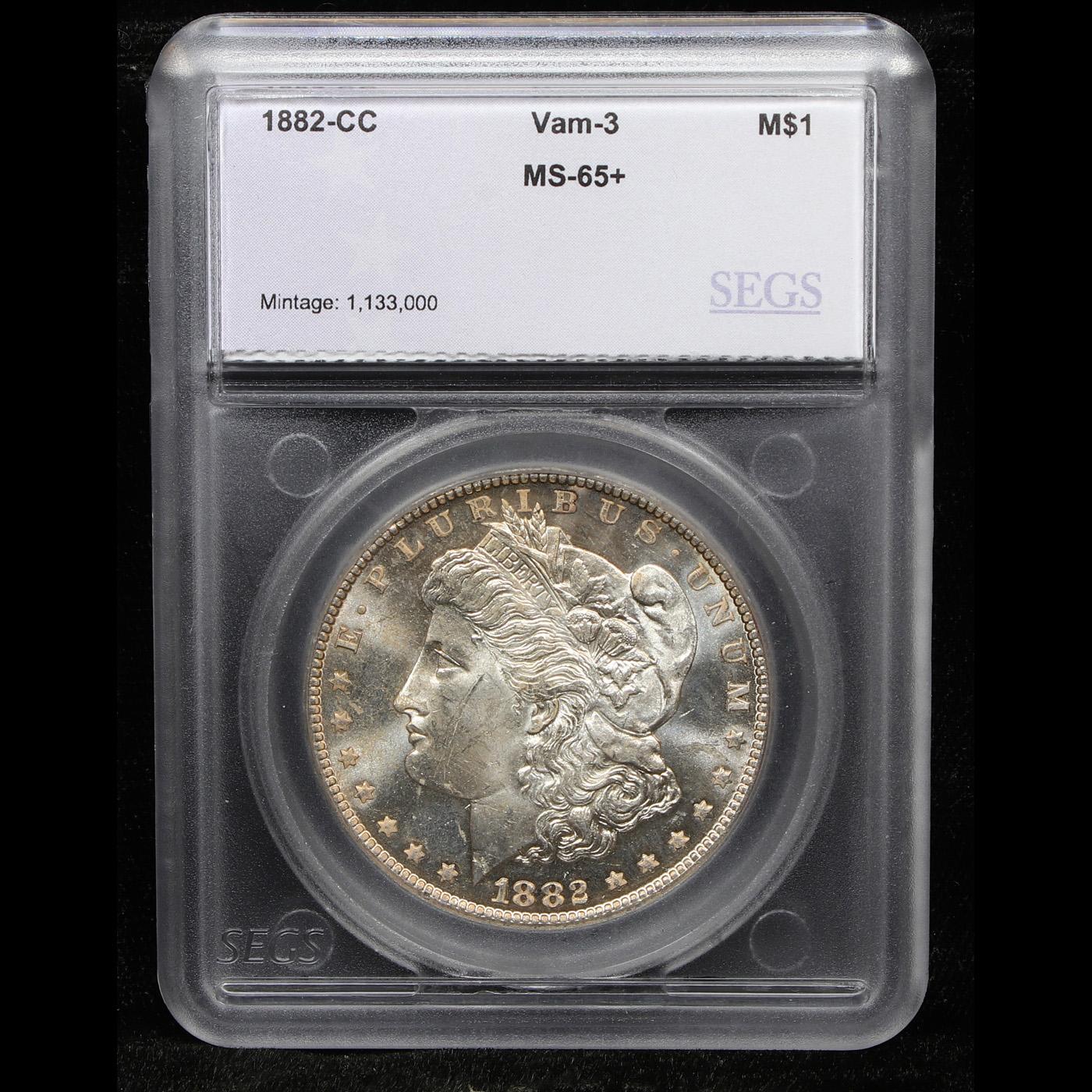 ***Auction Highlight*** 1882-cc vam 3 Morgan Dollar $1 Graded ms65+ DMPL By SEGS (fc)