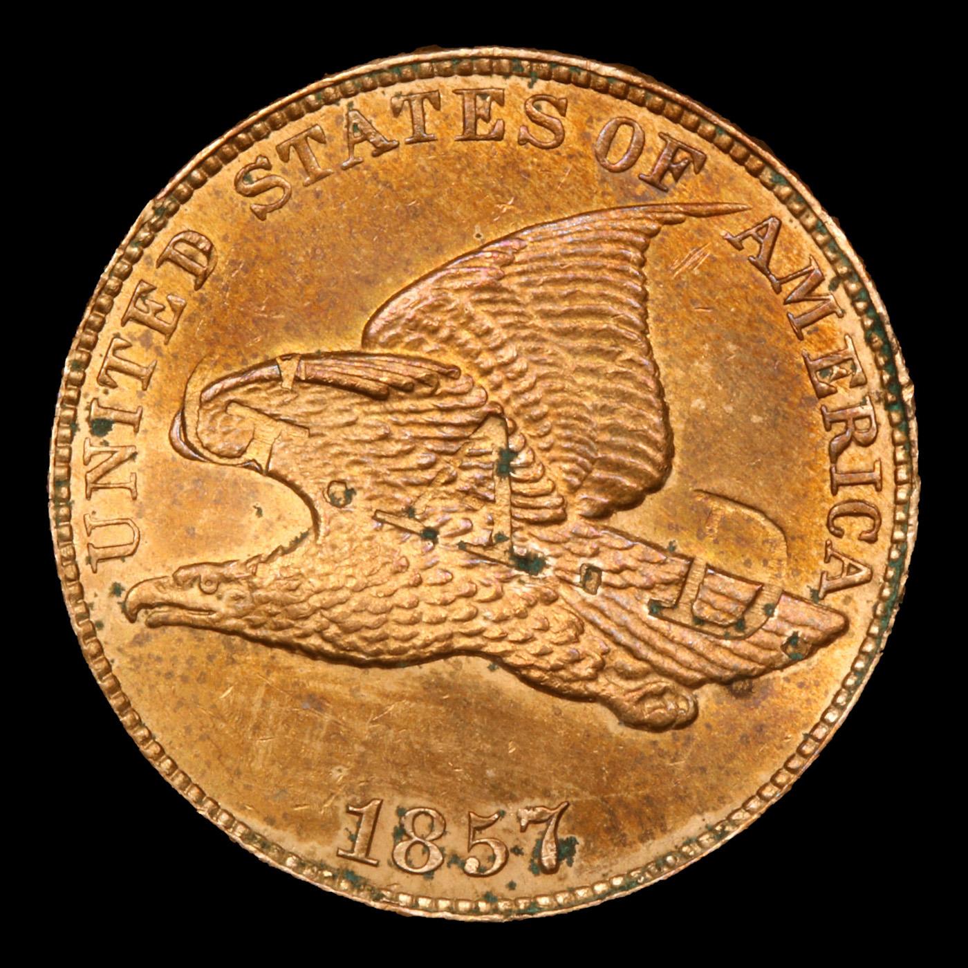 ***Auction Highlight*** 1857 Flying Eagle Cent 1c Graded ms63 details By SEGS (fc)