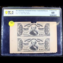 ***Auction Highlight*** PCGS Rare Uncut Pair 3rd Issue Fractional Currency Counterfeit Dector's 50c