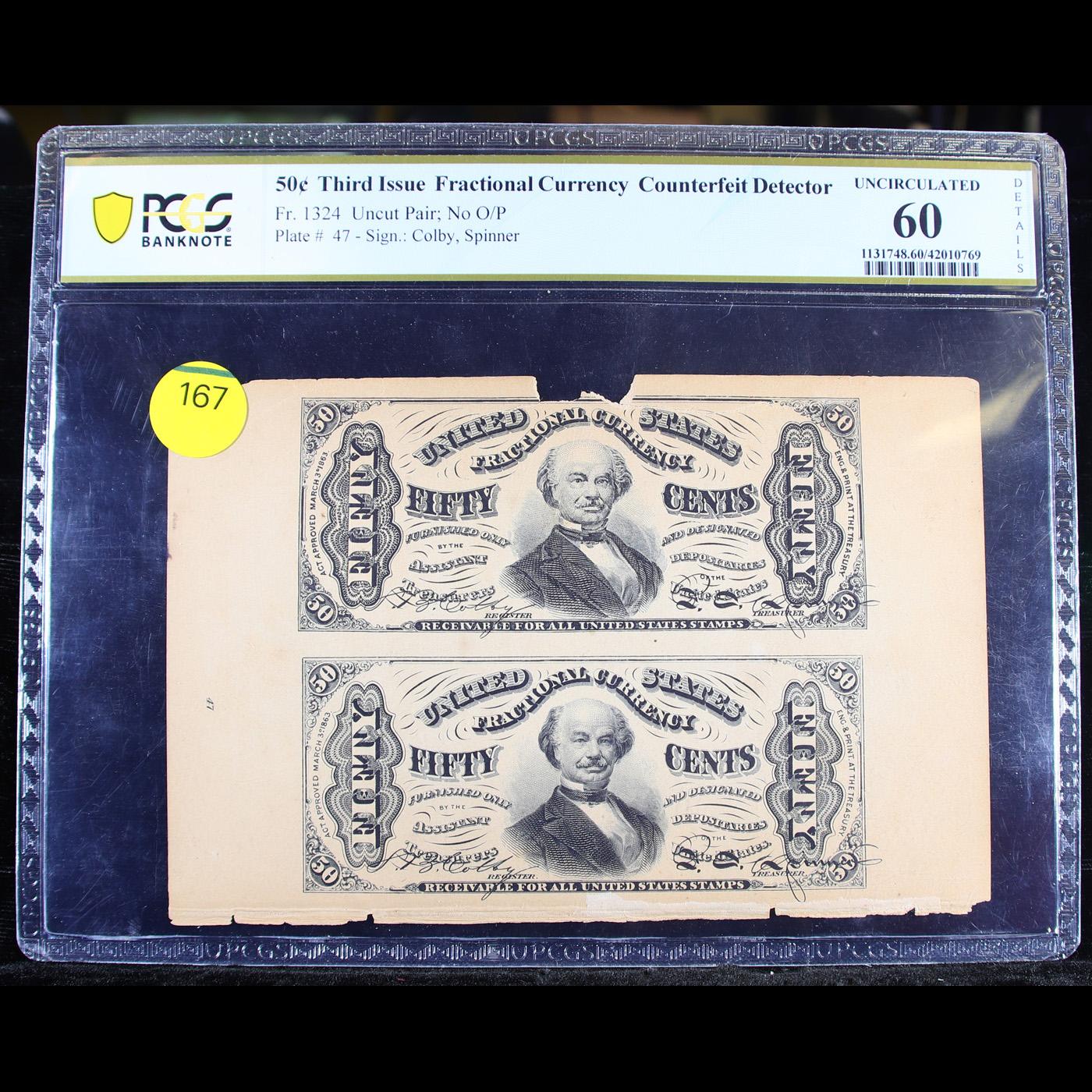 ***Auction Highlight*** PCGS Rare Uncut Pair 3rd Issue Fractional Currency Counterfeit Dector's 50c