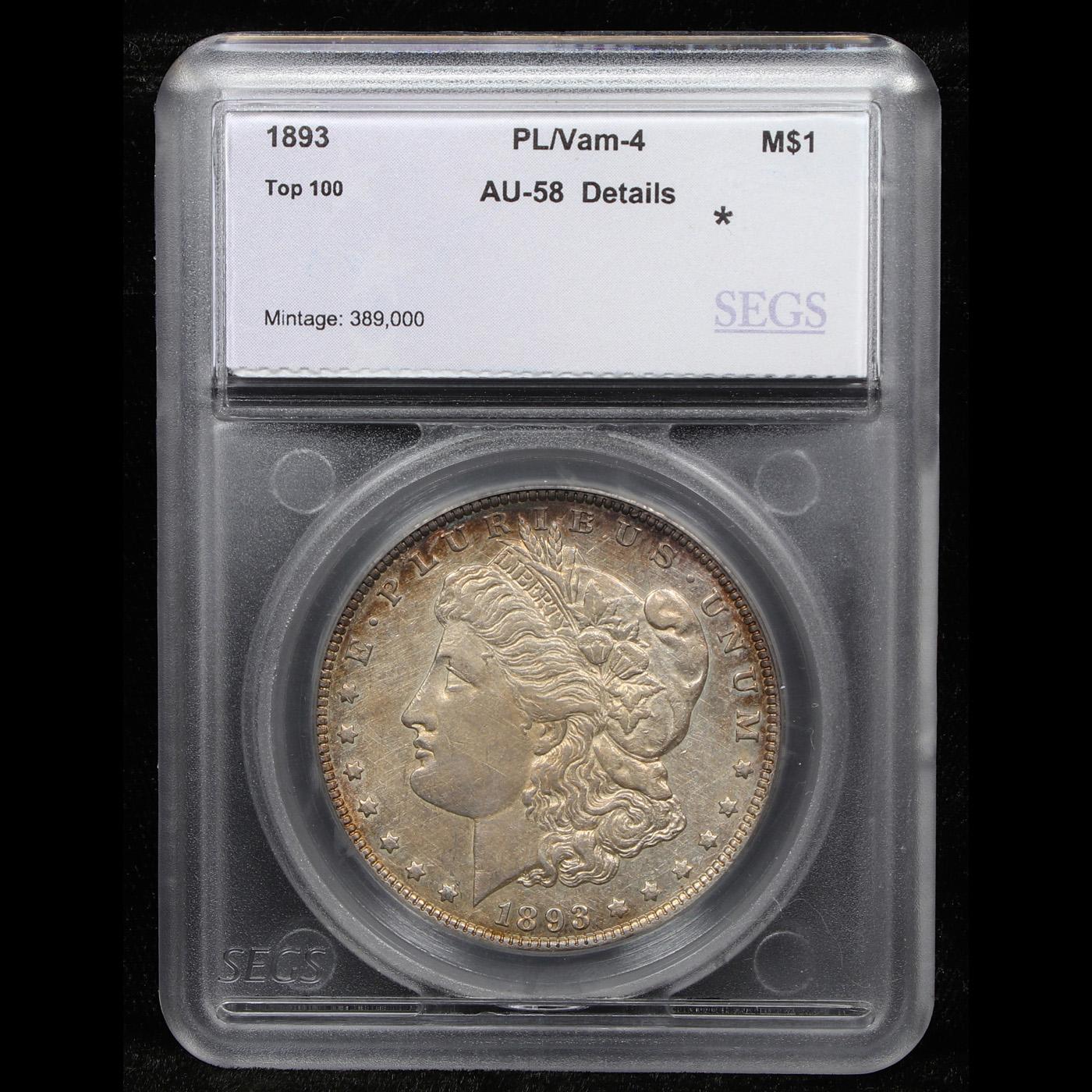 ***Auction Highlight*** 1893-p Top 100 vam 4 Morgan Dollar $1 Graded au58 PL Details By SEGS (fc)