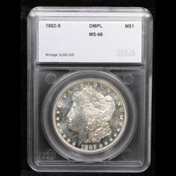 ***Auction Highlight*** 1882-s TOP POP! Morgan Dollar $1 Graded ms66 dmpl By SEGS (fc)