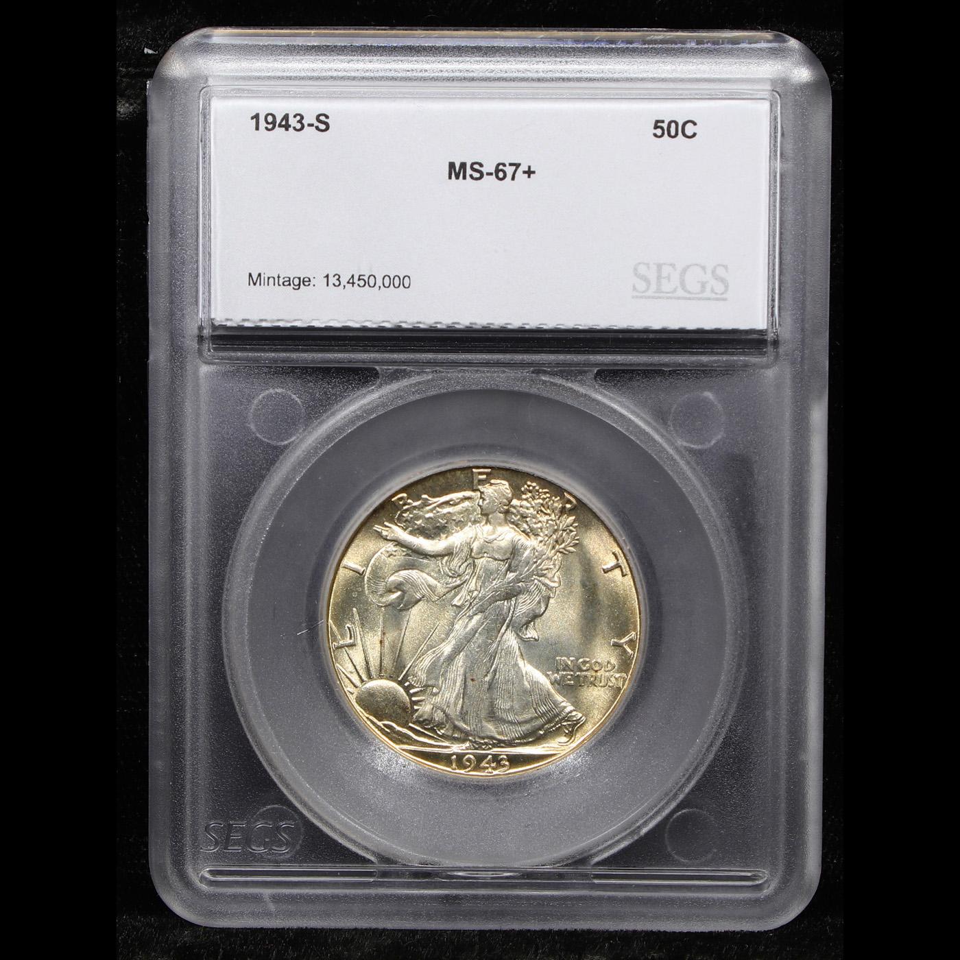 ***Auction Highlight*** 1943-s TOP POP! Walking Liberty Half Dollar 50c Graded ms67+ By SEGS (fc)