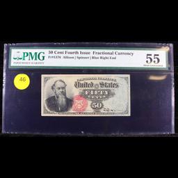 1870's US Fractional Currency 50¢ Fourth Issue Fr-1376 Graded au55 By PMG